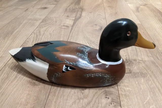 Vintage Duck Decoy Carved Wood Hand Painted Wooden Mallard