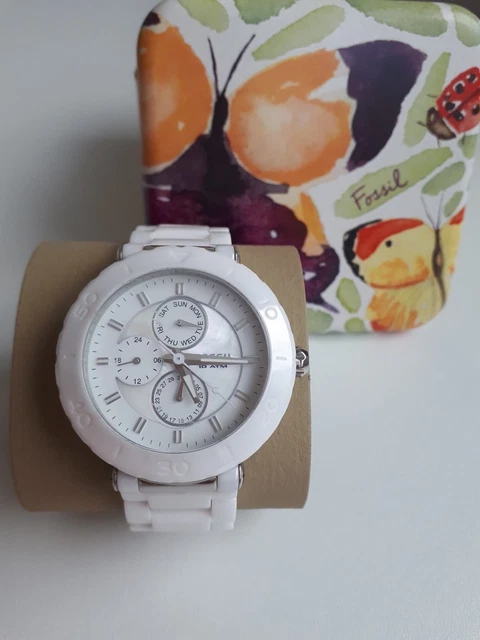 Fossil Ce1010 Fossil White Ceramic Watches Ladies Pink Carlie