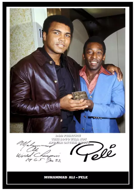 (108) muhammad ali & pele  signed  photograph reprint great gift ***************