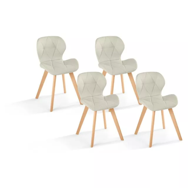 Lot de 4 chaises en tissu style scandinave pieds bois massif GAYA 2