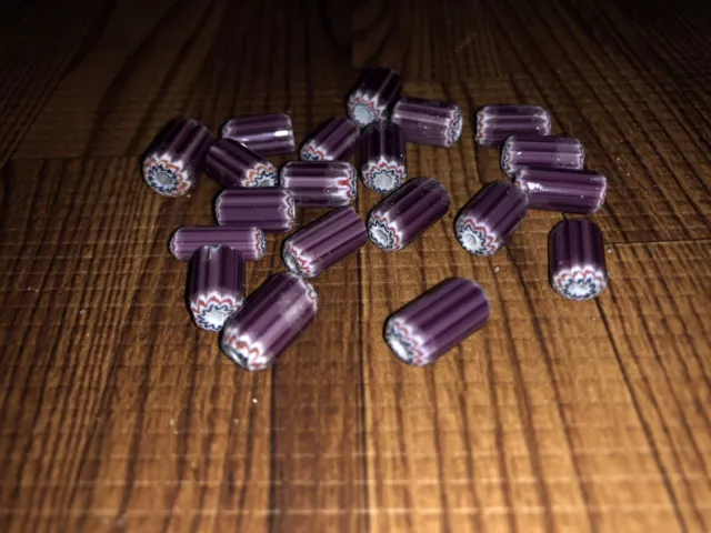 20 African Chevron Trade Beads 11-14mm Long 5-8mm Wide