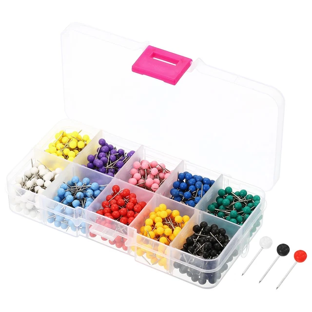 Spingi Perni,1000pz Plastica Rotondo Testa Pollice Acciaio Punto,Multicolore