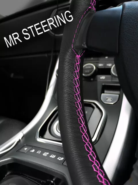 For Ford Focus Mk3 2010-2014 Leather Steering Wheel Cover Hot Pink Double Stitch