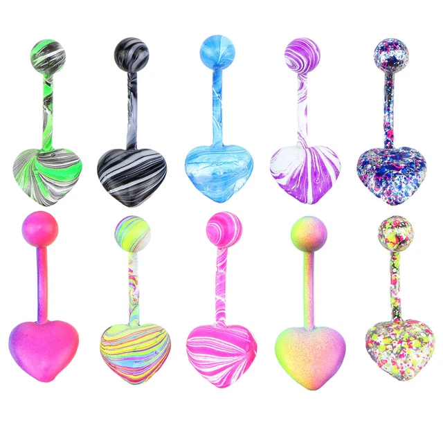 10 Pcs Langhantel Nabelring Bauchnabelringe Bauchnabelpiercings