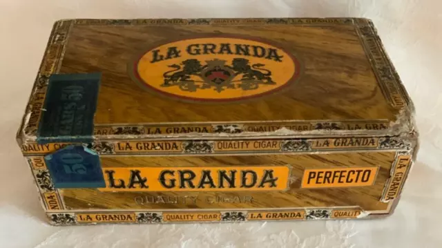 Vintage La Granda Cigar Box Progress Cigar Co Philadelphia Pa 1926 Tax Stamp On