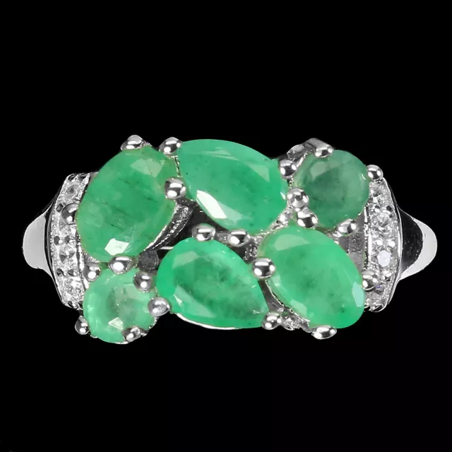 Non Chauffé Ovale Vert Émeraude 6x4mm Simulé Zircone 925 Argent Bague Taille 9