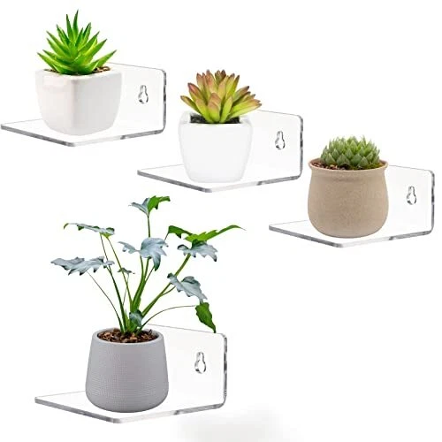 Acrylic Small Adhesive Wall Shelves Mini Floating Display Figures Plant Picture