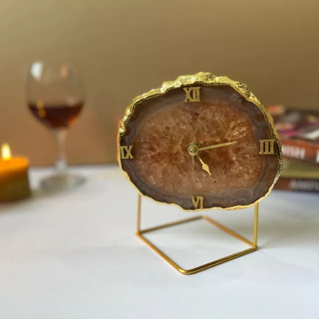 Art deco Desktop Table Clock, Shelf Clock gift for colleague, Housewarming gift