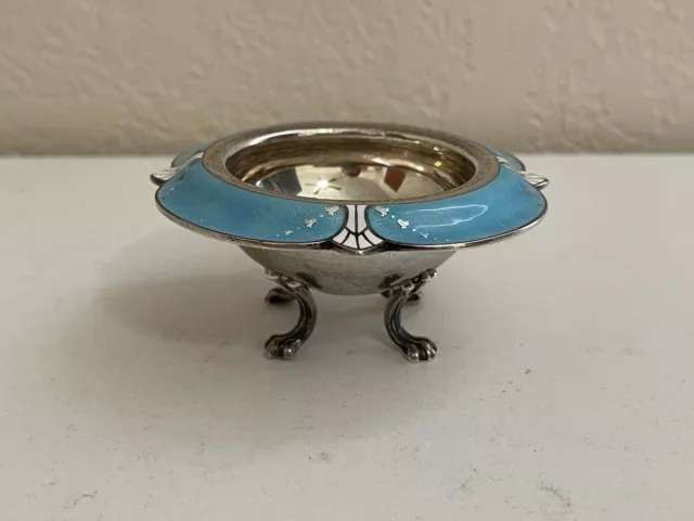 Antico R. Blackinton & Co Argento Sterling & Guilloche Smalto Master Sale Piatto