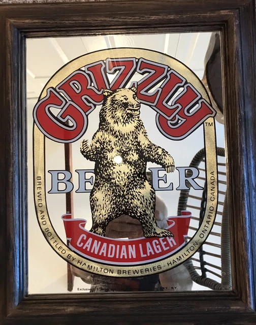 Vtg Van Munching Grizzly Canadian Lager Importer Advertising Beer Mirror Framed!