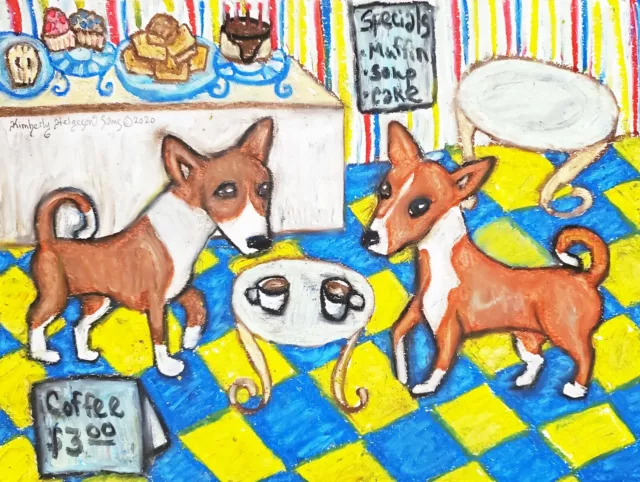 Basenji Collectible 4x6 Dog Pop Art Print Signed by Artist KSams Coffee