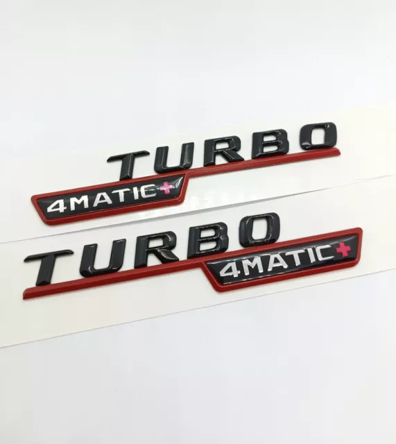 2 Logo Turbo 4Matic+ 140mm Mercedes Classe E AMG GT emblème Noir brillant Rouge