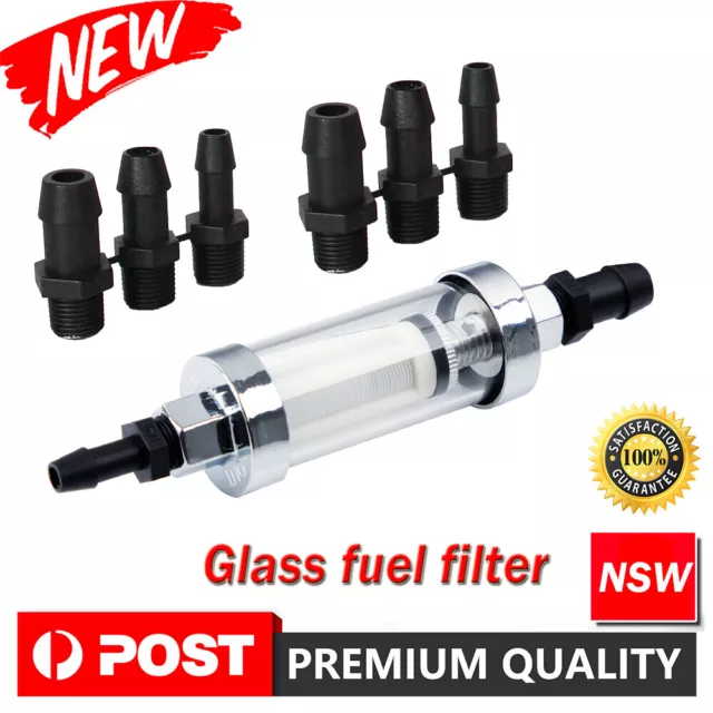 Fuel Filter Inline Clearview Universal Fittings for 1/4" 5/16" 3/8" 6mm/8mm/10mm