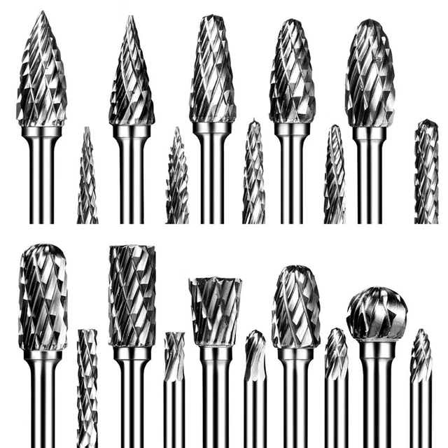 Cut Carbide Burr Set 20Pcs Die Grinder Bits 1/8 inch Tungsten P3N6