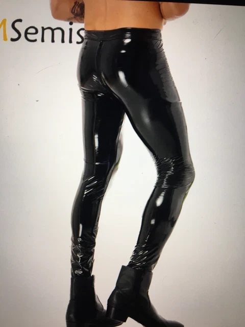 Pantalon noir pour homme en vinyle brillant 2