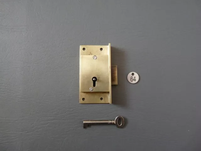 Brass Right Hand Cupboard Lock - Double Lever - C&T London - Workshop Restored