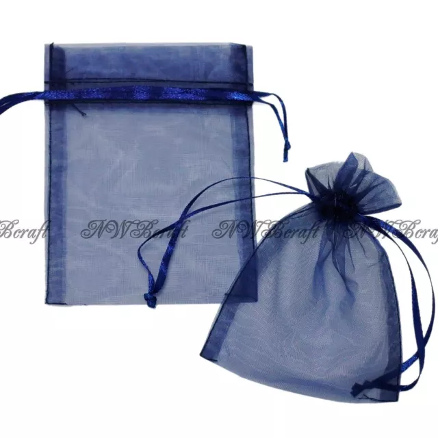 Navy Organza Gift Favour Bags Wedding Jewellery Drawstring Pouches