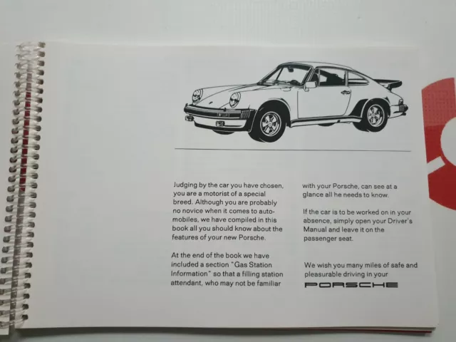 Driver's Manual & Entretien Record Porsche 911 930 Turbo 3.3 First Imprimer 1980 3