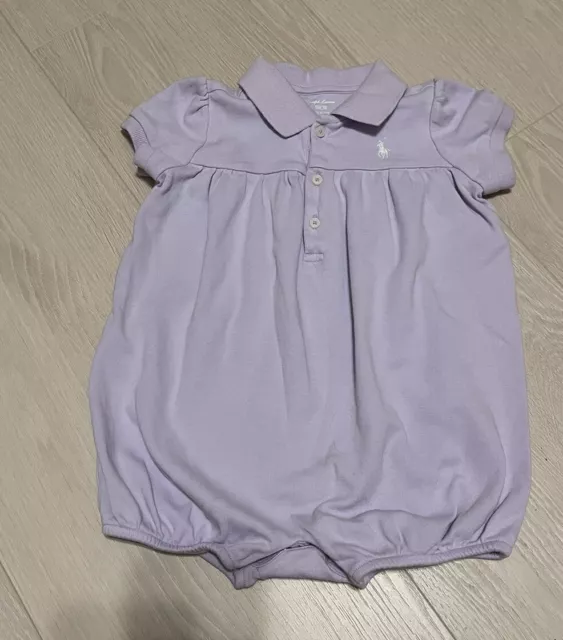 Ralph Lauren Baby Girls Bubble Shortall Romper 24 Months Purple Color