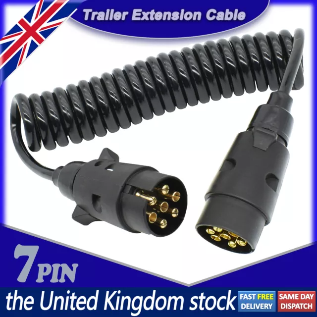 3M 7 Pin Caravan Towing Trailer Light Board Extension Cable Lead Plug Socket 10'