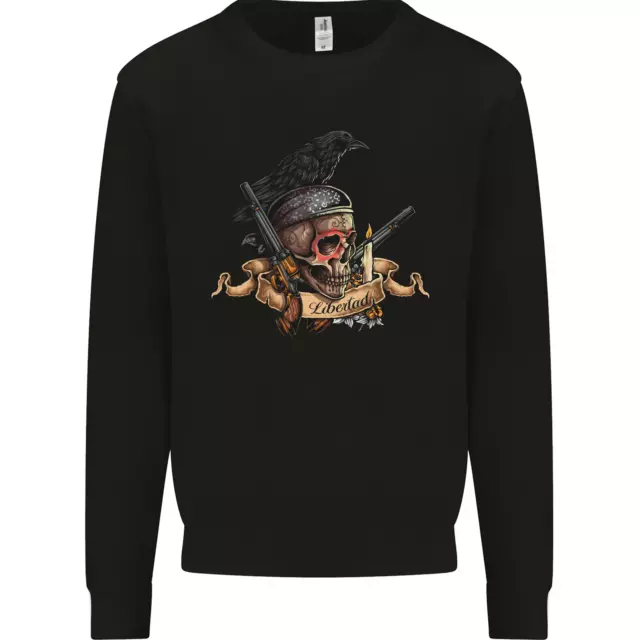 Libertad Skull Freedom Pirate Crow Raven Kids Sweatshirt Jumper