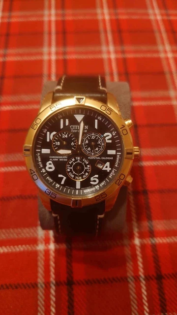 CITIZEN ECO DRIVE PERPETUAL calendar chrono watch Solar Battery