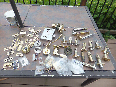 Large Lot of Door & Lock Hardware Parts - Deadlatch, Strike Plate Trim, Handles