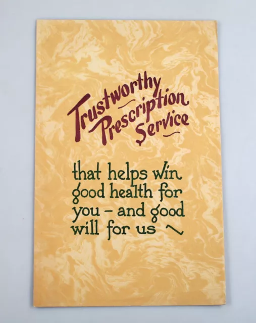 Vintage 1932 Drug Store Advertising Window Display Placard Prescription Service