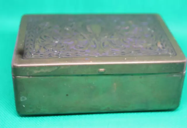 Vintage Art Deco Brass Metal State Express Cigarettes Box Tin  embossed Celtic