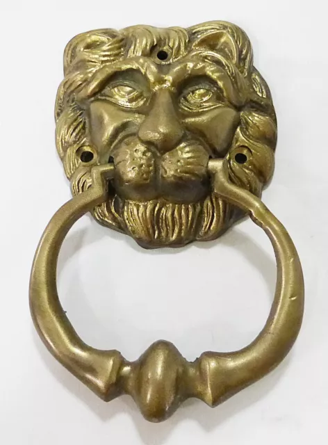 Heurtoir de Porte Lion Tête Laiton Massif Style Victorien Lourd Vintage