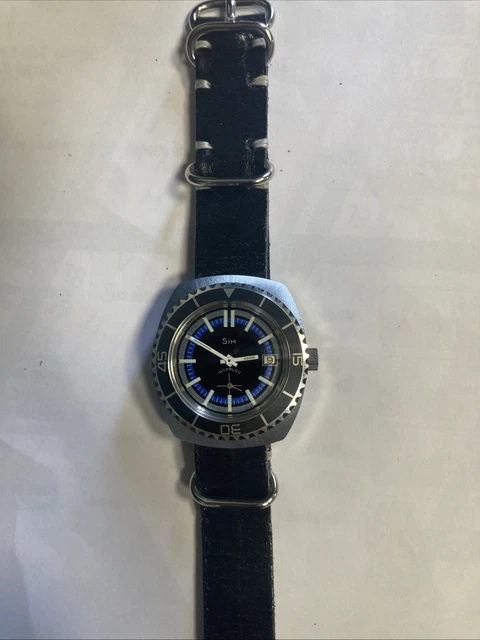Montre De Plongée Vintage ASTOR - Mécanique Manuelle, 17 Rubis, Années 1960 - Cuir Noir, étanche, Style Rétro