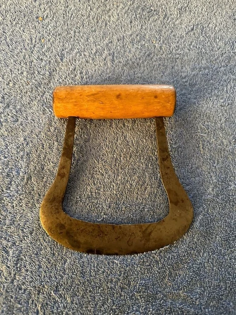 Primitive Antique vintage old wrought iron metal wood food chopper