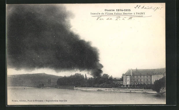 CPA Pagny, Fabius Henrion Factory Fire, War 1914-1915, 1. World War II,
