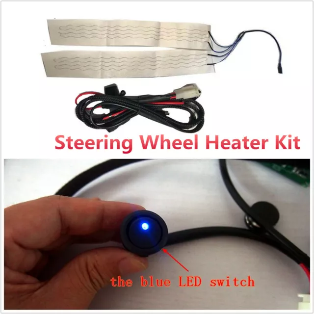 Universal 12V Car SUV Steering Wheel Heater Kit Winter Heated Pad + Round Switch