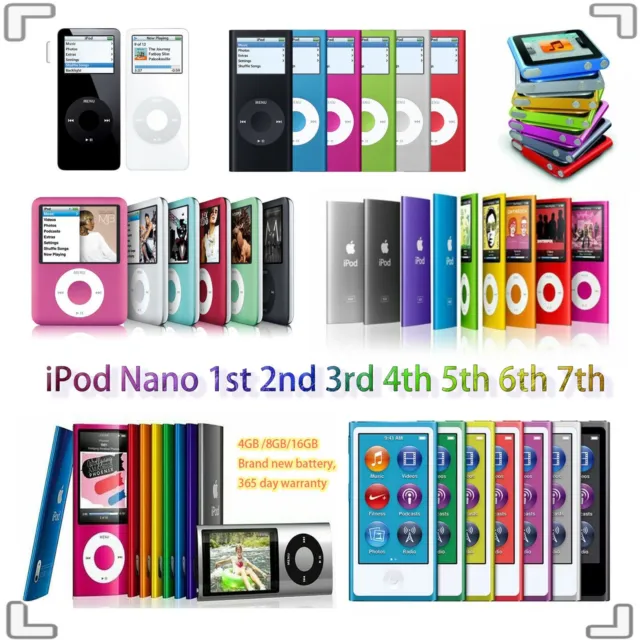 Apple iPod Nano 1st 2nd 3rd 4th 5th 6th Gen 4/ 8/16GB-Replaced New Battery - Lot
