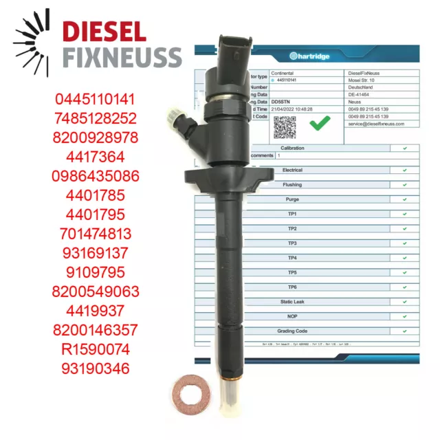 Fuel Injector 0445110141 Renault Master Vauxhall Movano Nissan Primastar 2.5D