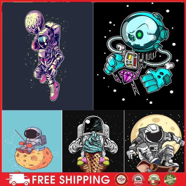 5D DIY Diamond Painting Cartoon Astronaut Full Round Drill Wall Art Home Decor