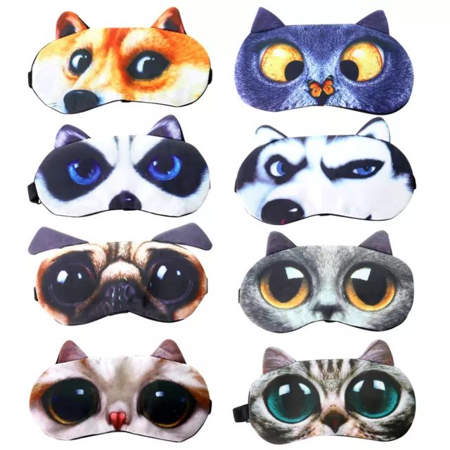 Weiche Schlaf Augenmaske /3D Tier Hund Katze Reise Augenbinde Masken / Herren MD