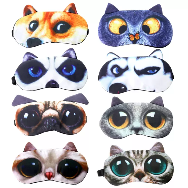 Weiche Schlaf Augenmaske /3D Tier Hund Katze Reise Augenbinde Masken / Herren JY