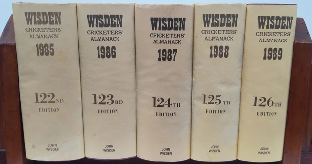 Wisden Cricketers'  Almanacs - 5 Editions 1985- 89. - Hard Cover  (LOT 5A)