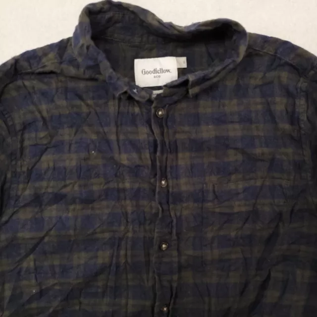 Goodfellow & Co Tartan Flannel Casual Button Up Shirt Mens Size Small S Blue