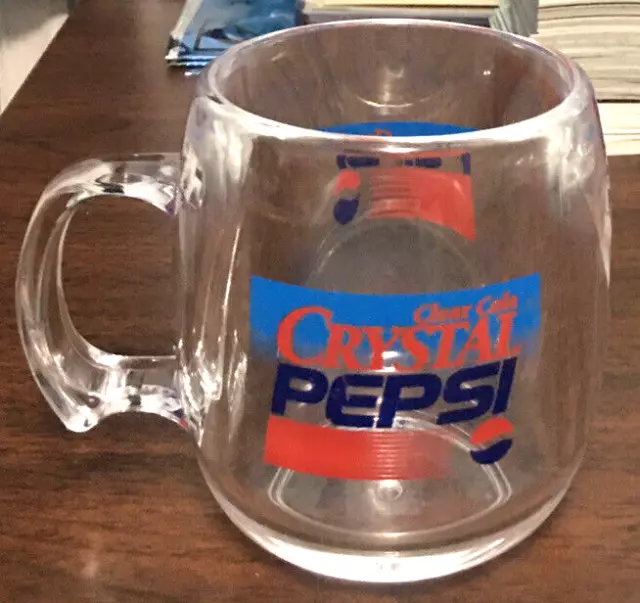 VINTAGE EARLY 1990s CRYSTAL PEPSI ACRYLIC PLASTIC MUG 1-OWNER & MADE IN THE USA