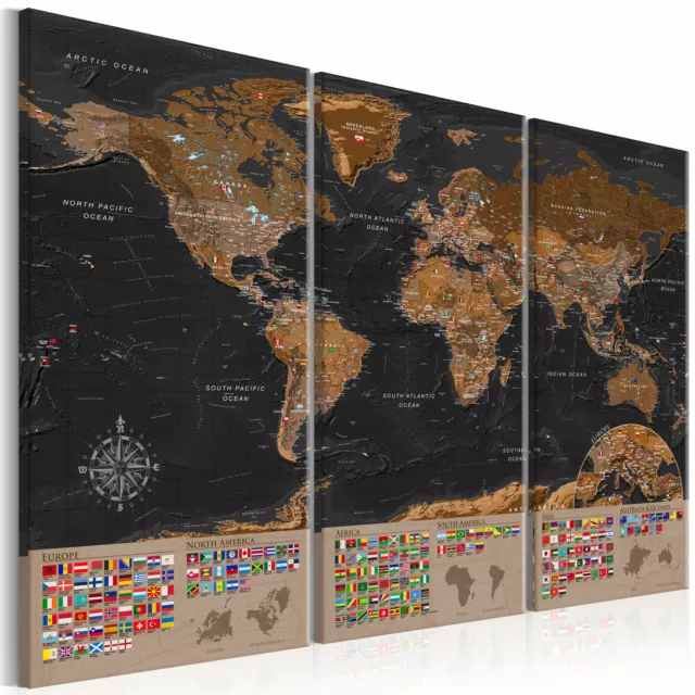 WORLD MAP Canvas Print Framed Wall Art Picture Image k-A-0205-b-e