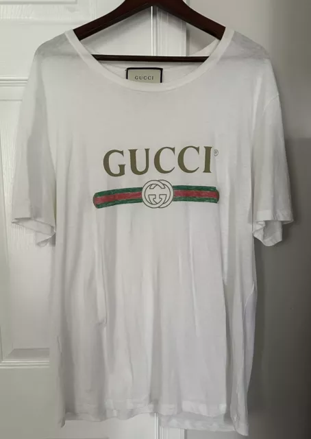 Authentic Gucci Logo White T-Shirt Size- XL 100% COTTON (fits Women’s 14/16/18)
