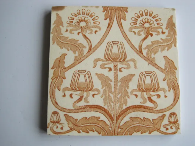 Antique 6" Art Nouveau Transfer Print Tile - T & R Boote C1906/7