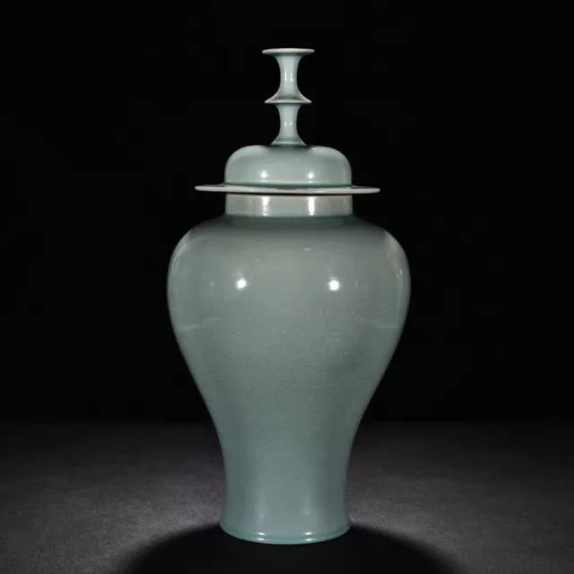 18.3" China Antique song dynasty Porcelain ru kiln cyan glaze Ice crack Jar pot