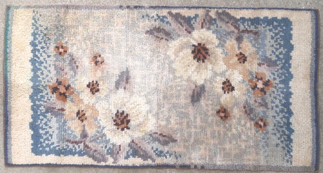 Tapis ancien rug Europeen European Français France Flandres Art Nouveau 1900