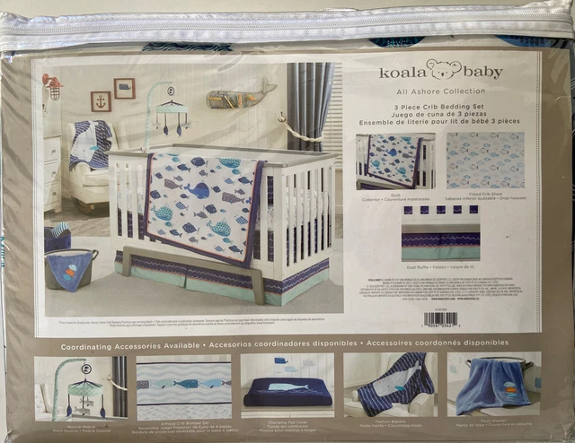 Koala Baby All Ashore Collection 3 piece Crib Bedding Set Quilt Sheet Dust Ruffl