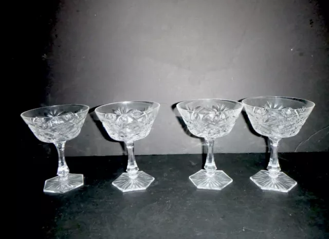 Antique Set 10 Abg American Brilliant Period Cut Glass Champagne Sherbet Coupe