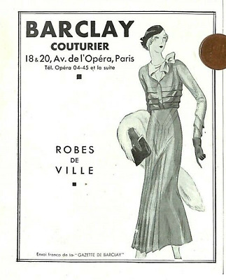 PARIS AVENUE OPERA BARCLAY BOTTIER PUBLICITE 1926 